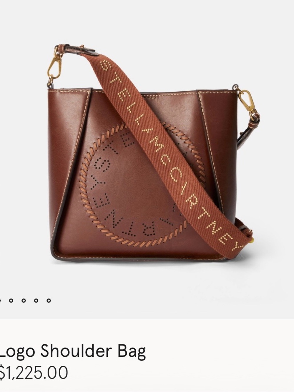 Stella McCartney Cognac Brown Perforated Logo bag- hard to find #stellamccartney - Picture 9 of 9
